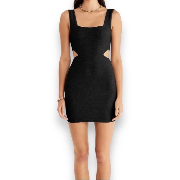 REVOLVE RUMER The Label NWT Rosa Black Cut Out Square Neck Stretch Mini Dress XS - Picture 1 of 4